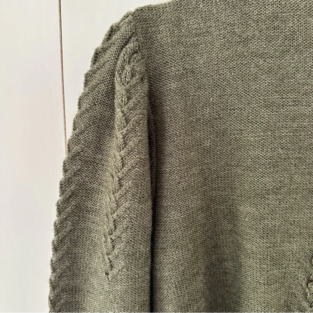 Geiger Women's Olive Cardigan Wool Sweater - Picture 7 of 12